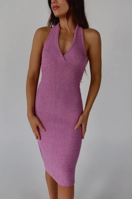 Briella Knit Midi Halter Dress
