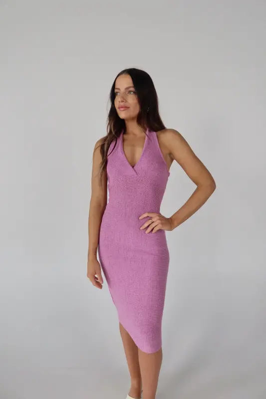 Briella Knit Midi Halter Dress