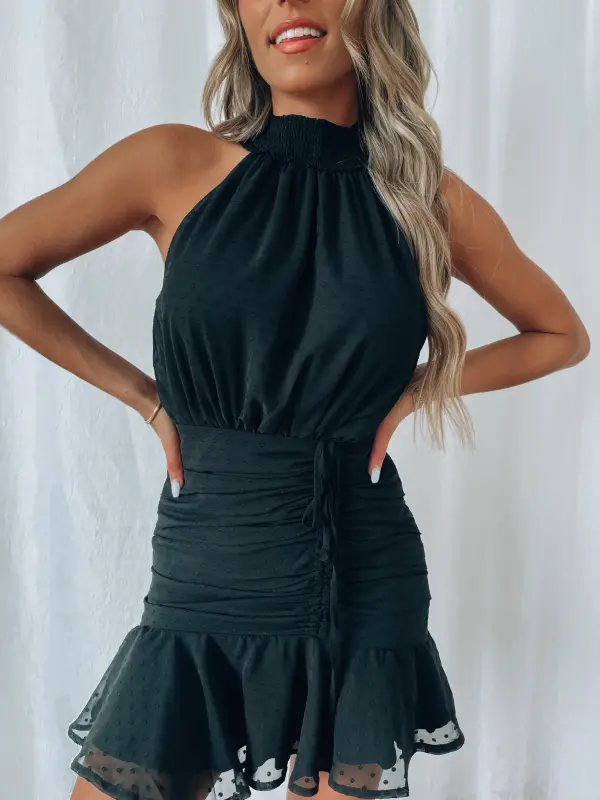 Renae Black Halter Mini Dress