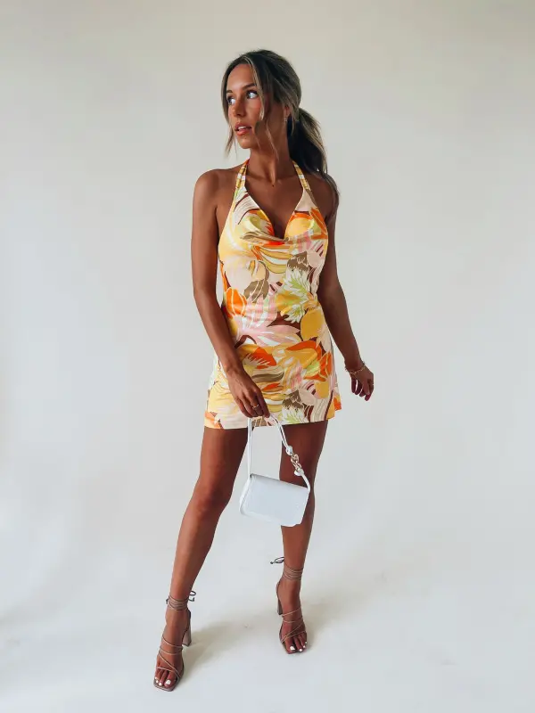 Siena Floral Halter Mini Dress-66897