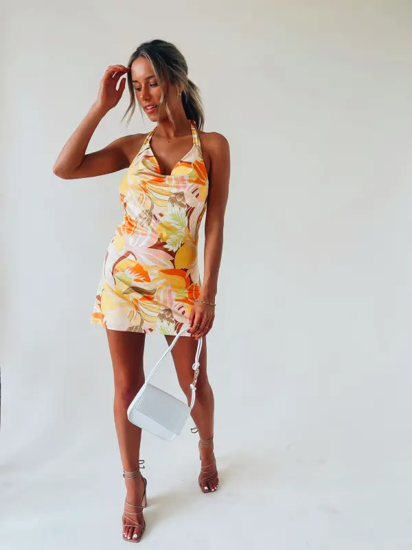 Siena Floral Halter Mini Dress