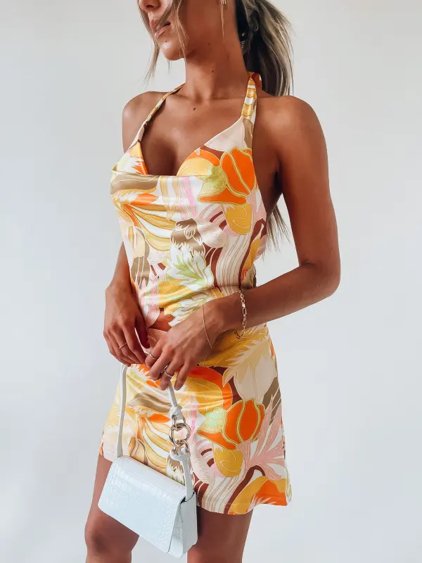 Siena Floral Halter Mini Dress