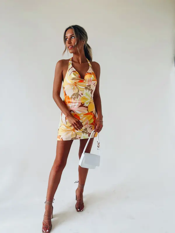 Siena Floral Halter Mini Dress
