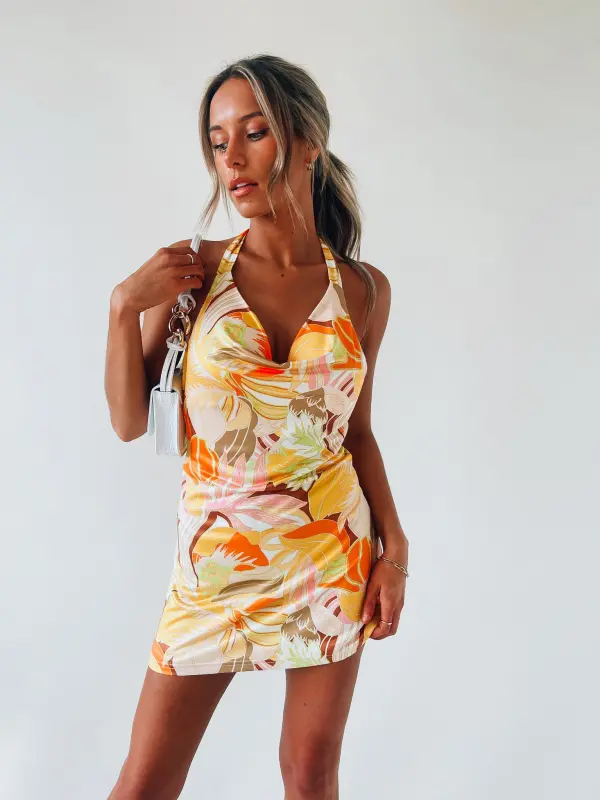 Siena Floral Halter Mini Dress