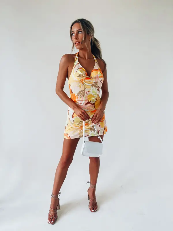 Siena Floral Halter Mini Dress