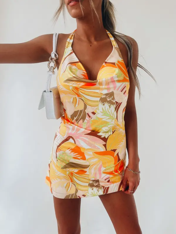 Siena Floral Halter Mini Dress