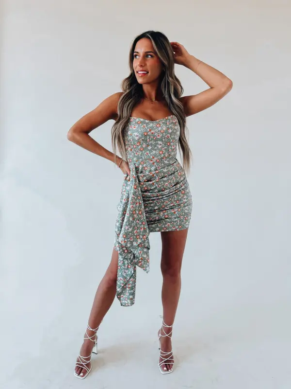 Skylah Floral Strapless Dress-67887