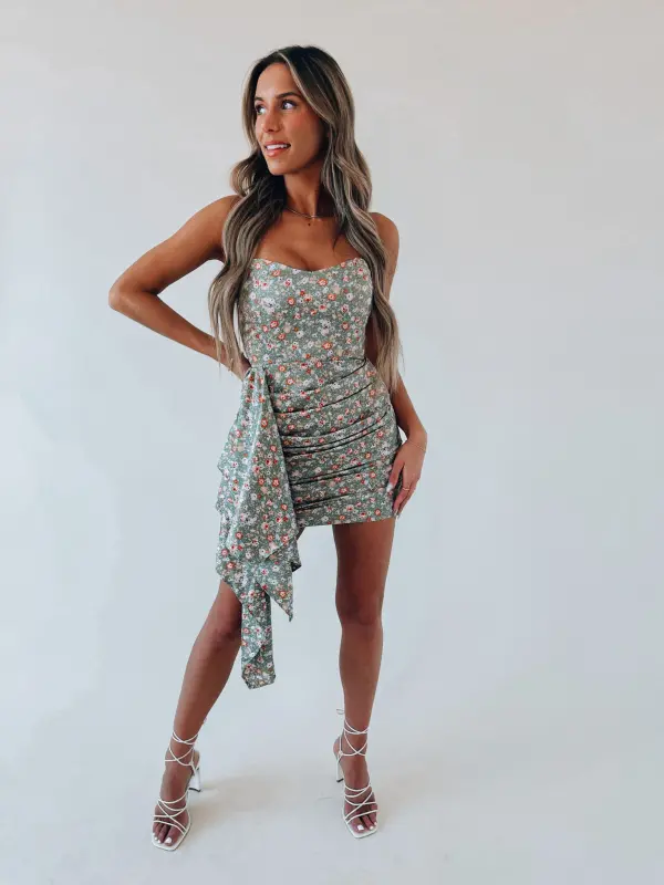 Skylah Floral Strapless Dress