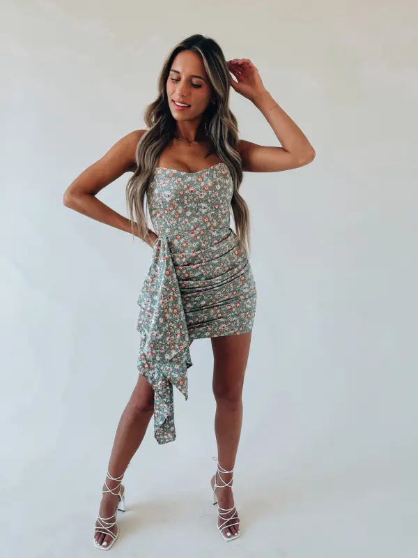 Skylah Floral Strapless Dress