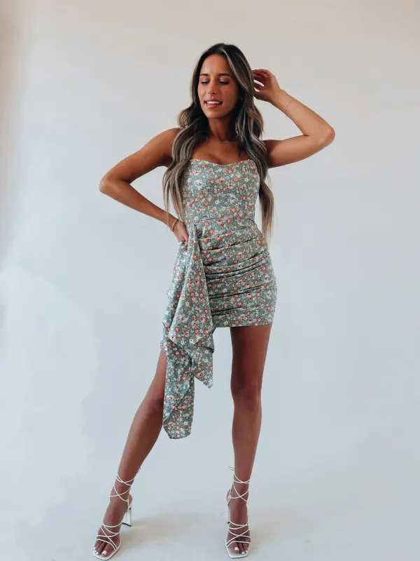 Skylah Floral Strapless Dress
