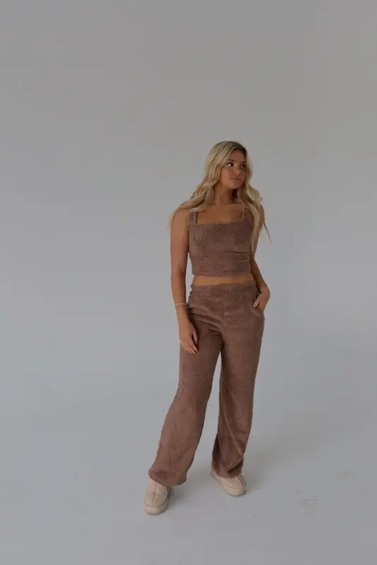 Mocha Cozy Flare Pants-97779