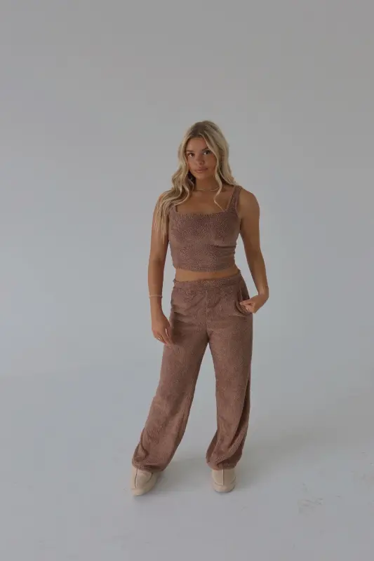 Mocha Cozy Flare Pants