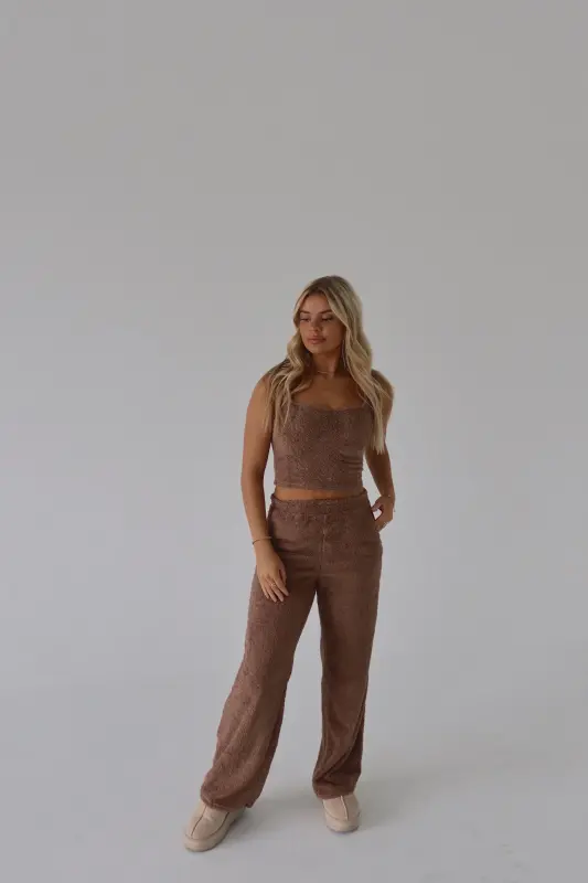 Mocha Cozy Flare Pants