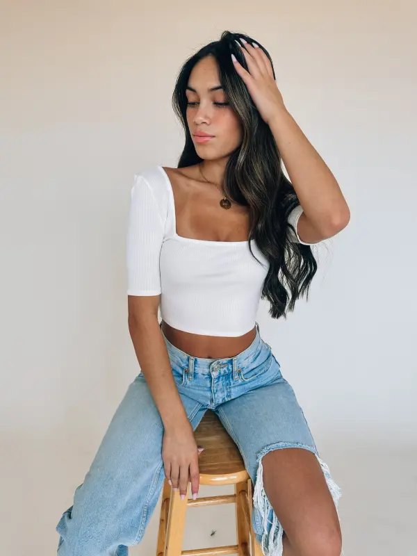 Gabby Ribbed Square Neck Top-83285
