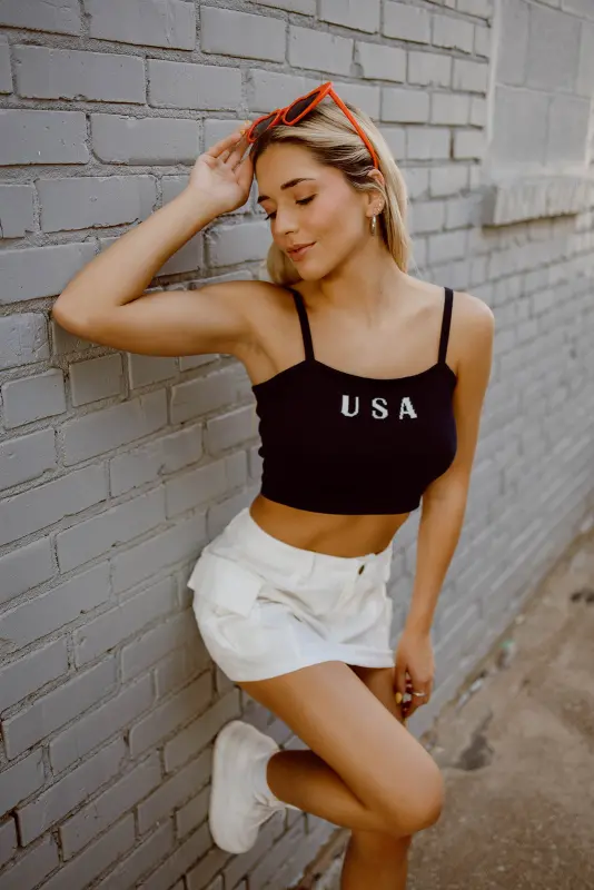 USA Knit Tank in Navy
